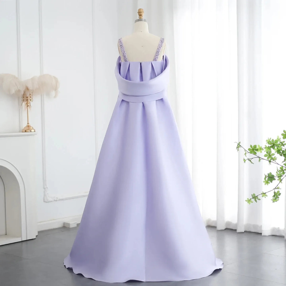 Luxury Off-The-Shoulder Sheath Sleeveless Pleated Satin Sweep Train Evening Dress