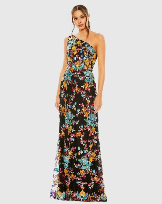 Luxury Sheath One Shoulder Sleeveless Lace Up Floor-Length Prom Dress