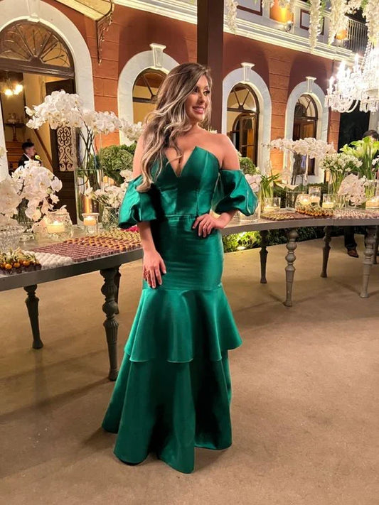 Dresses Formal Elegant Green Satin Mermaid Evening Dress Green Formal Dress Stores With Prom Dresses