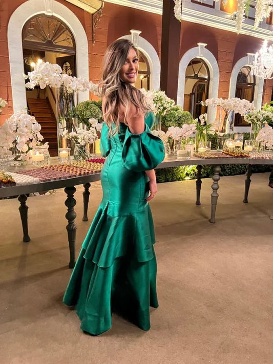 Dresses Formal Elegant Green Satin Mermaid Evening Dress Green Formal Dress Stores With Prom Dresses