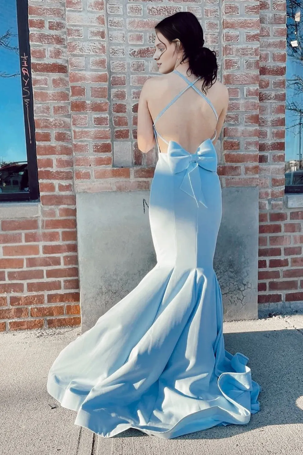 A Line Tulle Spaghetti Straps Lilac Corset Prom Dress with Criss Cross Back