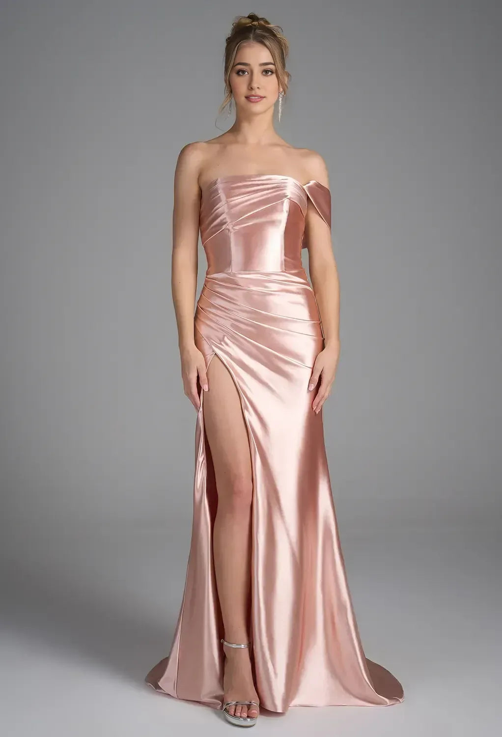 Mermaid Straight Neckline Elegant Floor Length Evening Dresses Satin Sleeveless Simple Strapless Simple Strapless Prom Dresses for Women