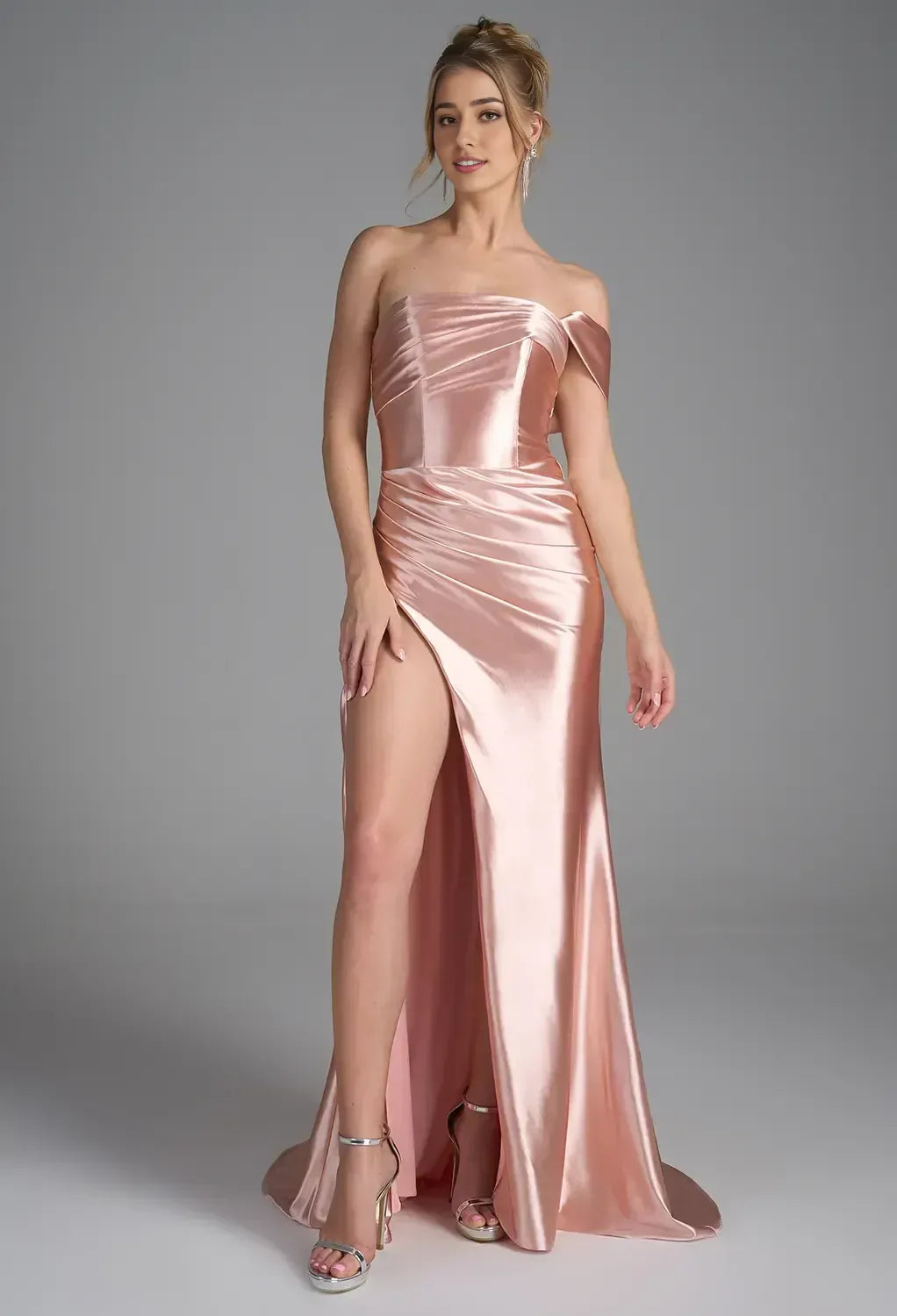 Mermaid Straight Neckline Elegant Floor Length Evening Dresses Satin Sleeveless Simple Strapless Simple Strapless Prom Dresses for Women