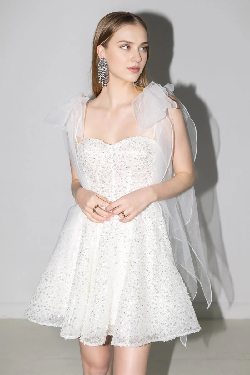 Prom Shop Dresses Spaghetti Straps Sparkly Backless Mini Dress Prom Dress Formal Women's Dresses