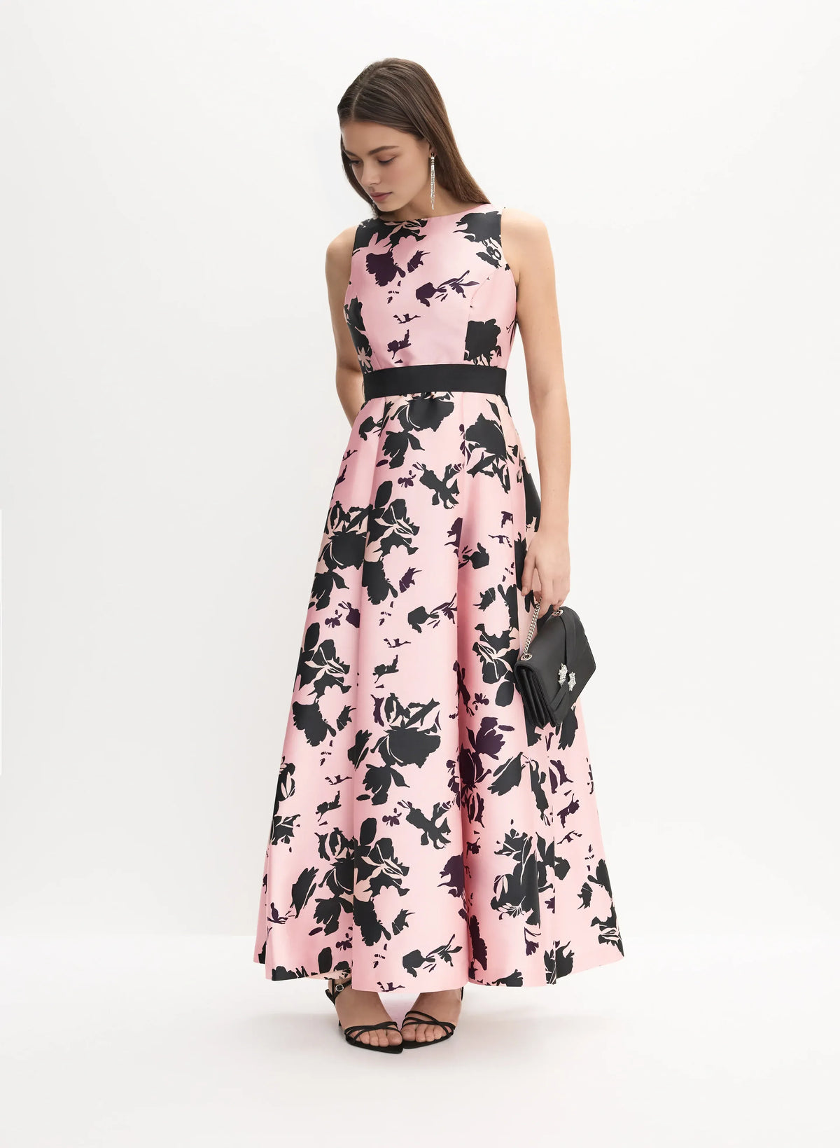 Modern A-Line High Neck Sleeveless V Back Floor-Length Prom Dress