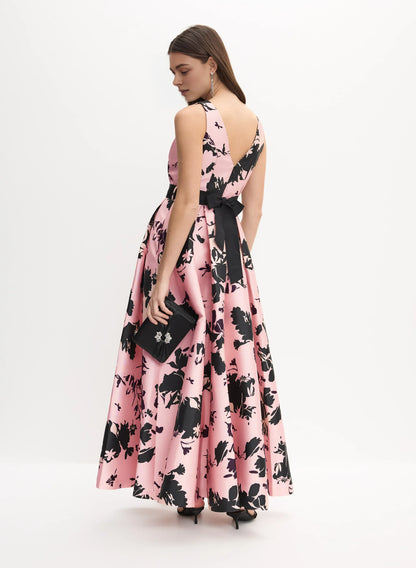 Modern A-Line High Neck Sleeveless V Back Floor-Length Prom Dress