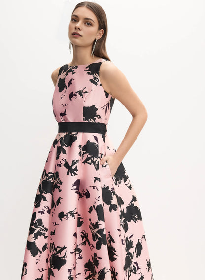 Modern A-Line High Neck Sleeveless V Back Floor-Length Prom Dress