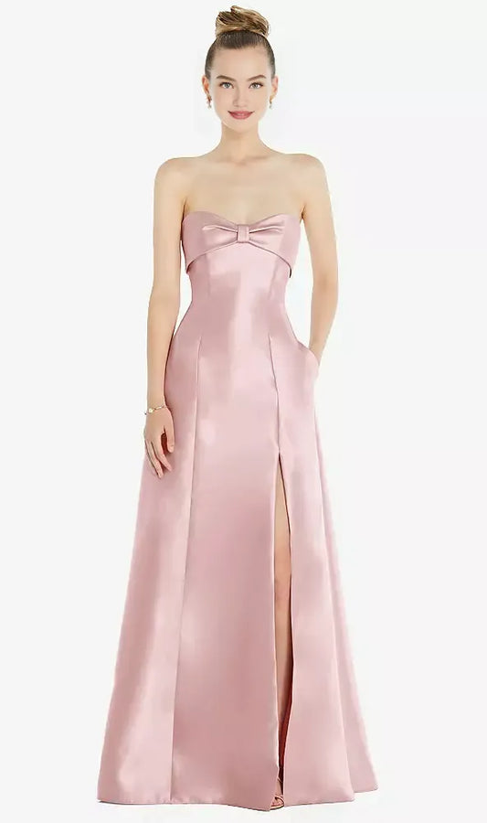 Modern A Line Off the Shoulder Sleeveless Satin Floor-Length Prom Dress