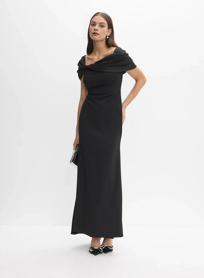 Modern Mermaid Asymmetrical-Neck Cap Sleeve Zipper Up Floor-Length Prom Dress