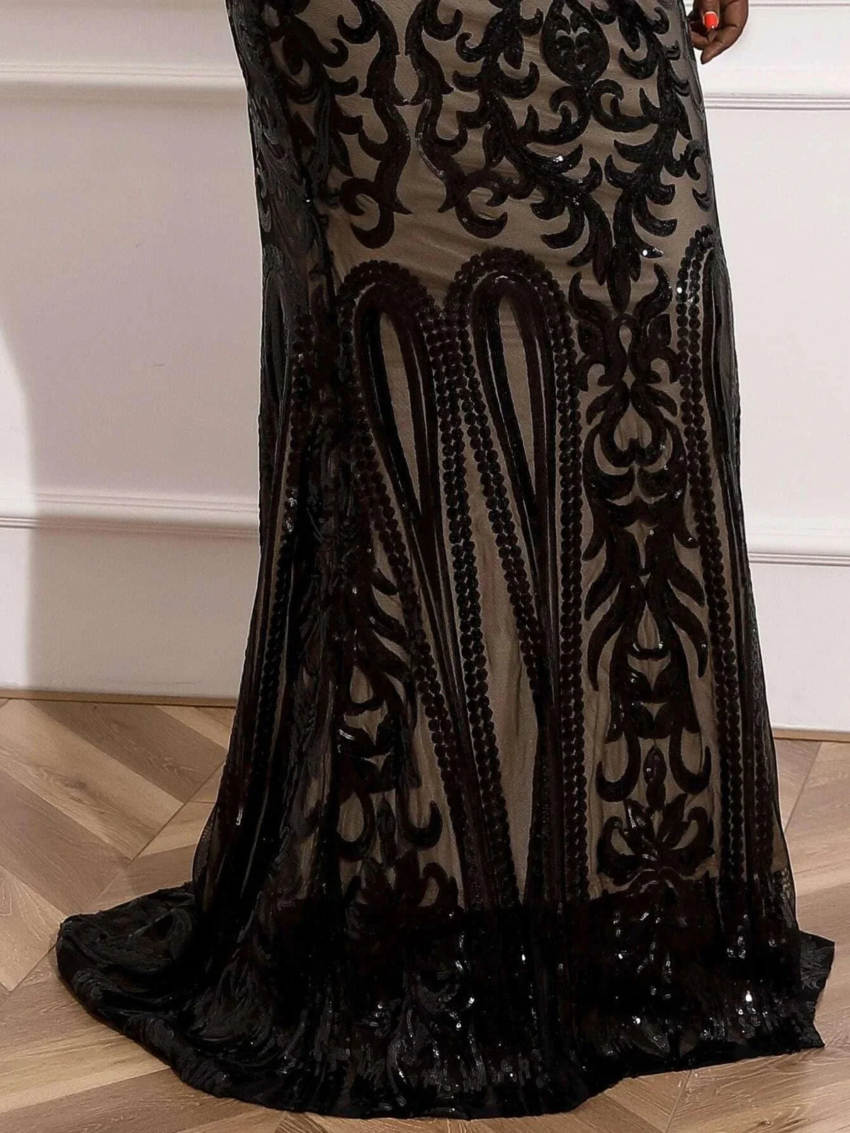 Modern Mermaid High Neck Long Sleeve Zipper Up Sweep/Brush Train Plus Size Prom Dress