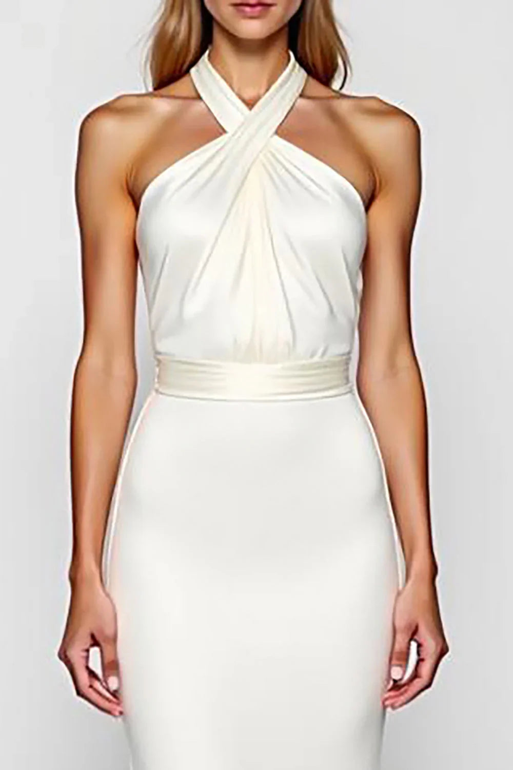 Modern Mermaid/Trumpet Halter Sleeveless Backless Sweep/Brush Train Evening Dress