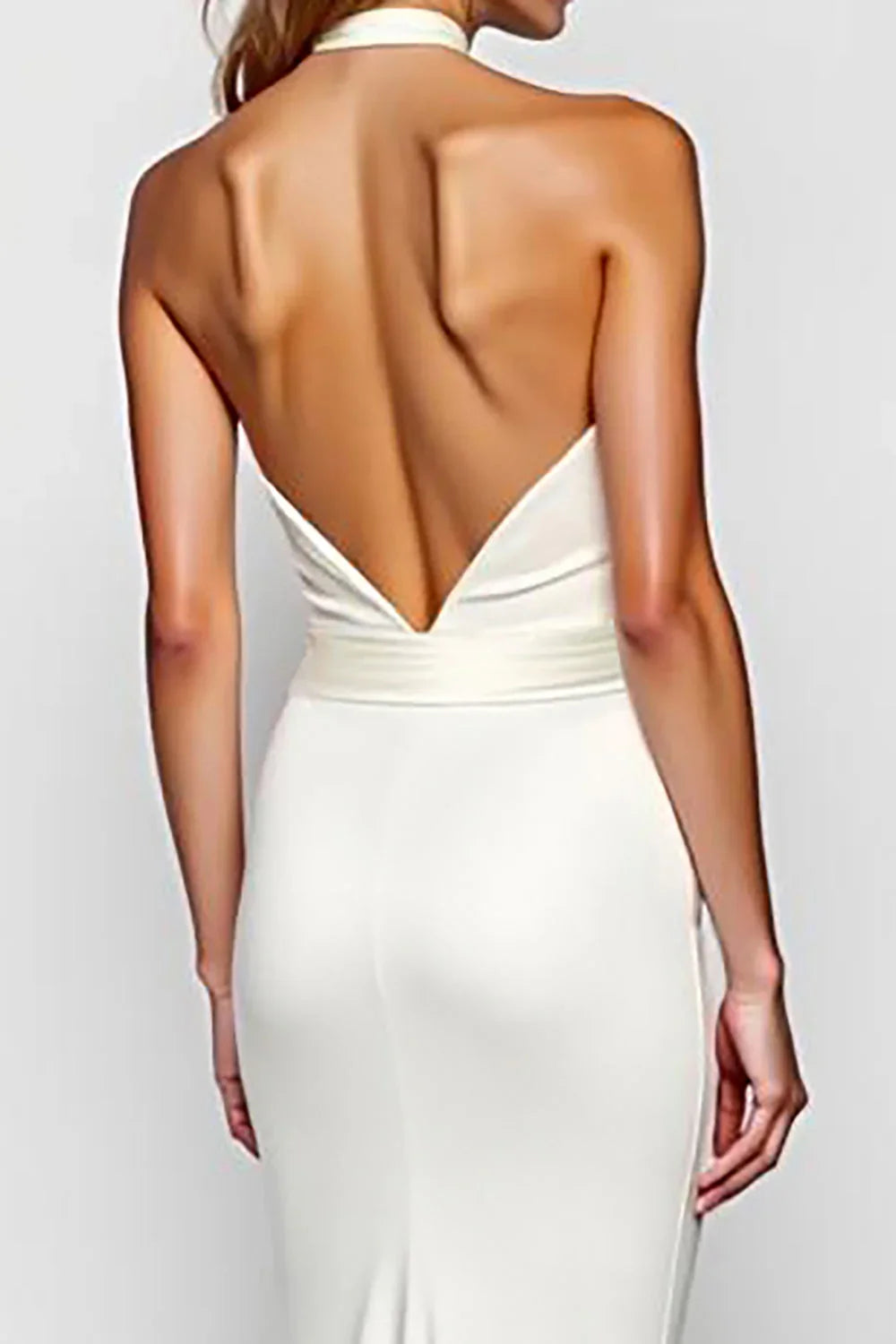 Modern Mermaid/Trumpet Halter Sleeveless Backless Sweep/Brush Train Evening Dress