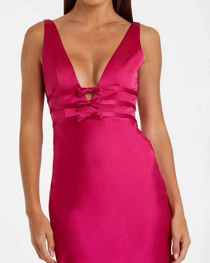 Modern Mermaid/Trumpet V Neck Sleeveless Backless Floor-Length Prom Dress