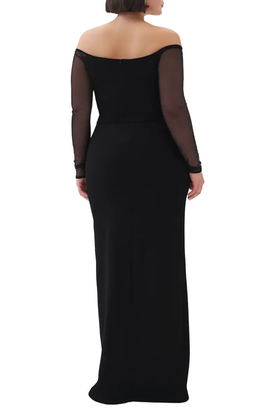 Modern Sheath Off the Shoulder Long Sleeve Backless Floor-Length Prom Dress