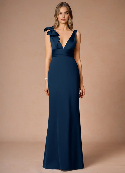 Modern Sheath V Neck Sleeveless Zipper Up Floor-Length Evening Dress