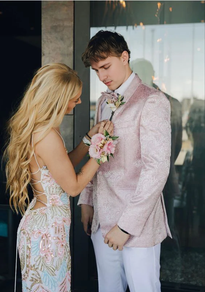 Modest Sheath Straps Sequin Slit Lace Up Backless Prom Dresses