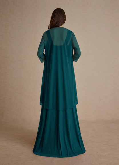 Modestly A-Line Square-Neck Sleeveless Back Zip Floor-Length Mother of the Bride Dress