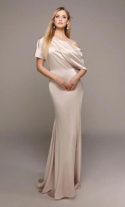 Mom Of The Bride Dressbride Mother Dress Off Shoulder Sleeveless Unique Pleated One-shoulder Neck With Sweep Train Mother Of The Bride / Stores With Prom Dresses