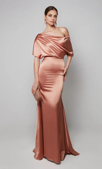 Mom Of The Bride Dressbride Mother Dress Off Shoulder Sleeveless Unique Pleated One-shoulder Neck With Sweep Train Mother Of The Bride / Stores With Prom Dresses