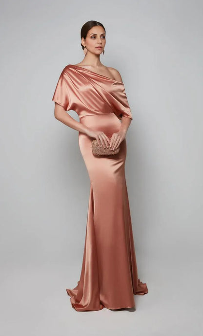 Mom Of The Bride Dressbride Mother Dress Off Shoulder Sleeveless Unique Pleated One-shoulder Neck With Sweep Train Mother Of The Bride / Stores With Prom Dresses