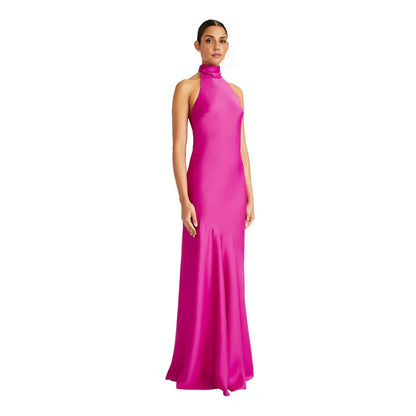 Mom Of The Bride Dressbride Mother Dress beautifully Sleeveless Satin Halter Neck open back Floor Length Mother Of The Bride Party Dresses/ Stores With Prom Dresses