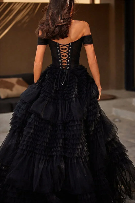 Formal Wear Dresses Open Shoulder Multilayer Ball Gown Tulle Dress Wedding Dress Prom Dress Shops