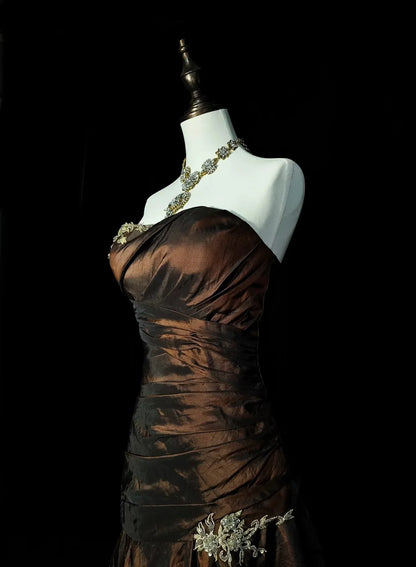 Mysterious Mermaid Strapless Sleeveless Lace-Up Back Floor-Length Gothic Evening Dress