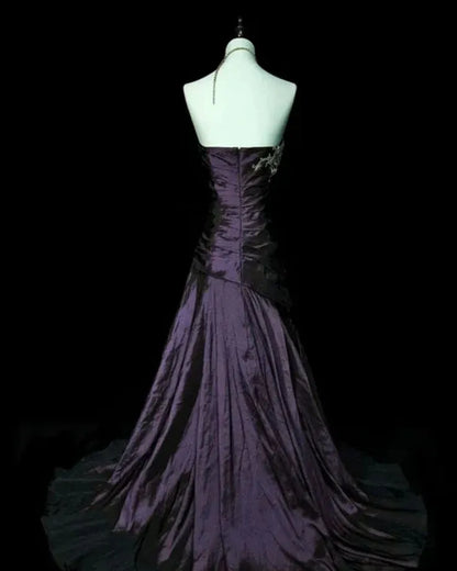 Mysterious Mermaid Strapless Sleeveless Lace-Up Back Floor-Length Gothic Evening Dress