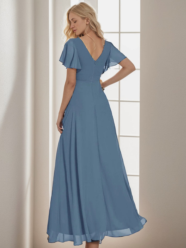 Charming Chiffon Bridesmaid Dress with Lotus Leaf Hemline