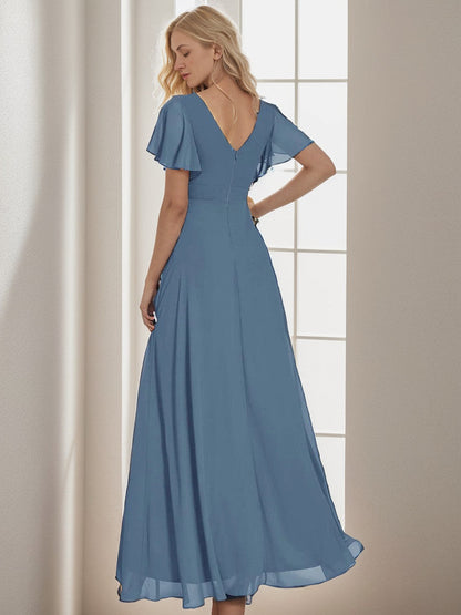Charming Chiffon Bridesmaid Dress with Lotus Leaf Hemline