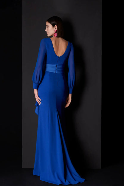 Prom Dresses Stores Bateau Neckline Dress with Mermaid Skirt Floor Length Long Sleeves Prom Dress Formal Women's Dresses