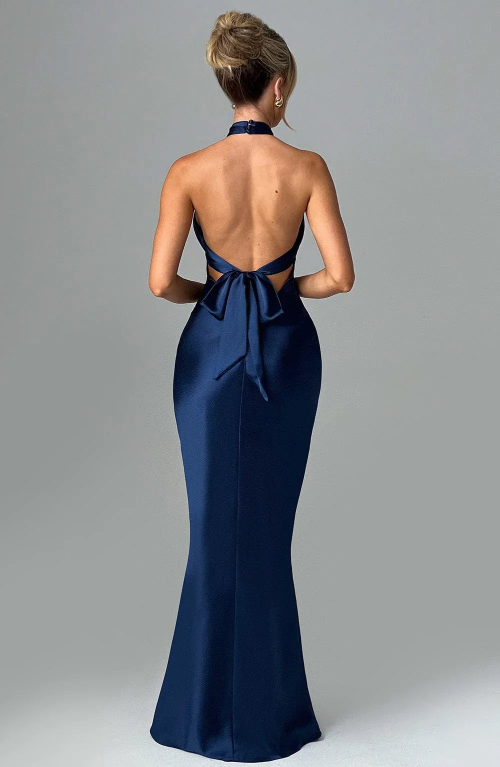 New Backless Maxi Dress Fashion Sleeveless Burgundy High Cross Over Neck Low Back Prom Dresses