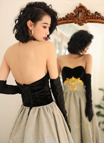 A-line Sweetheart Floral Satin Long Prom Dress