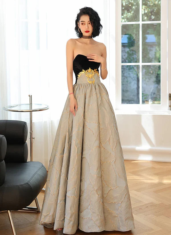 A-line Sweetheart Floral Satin Long Prom Dress