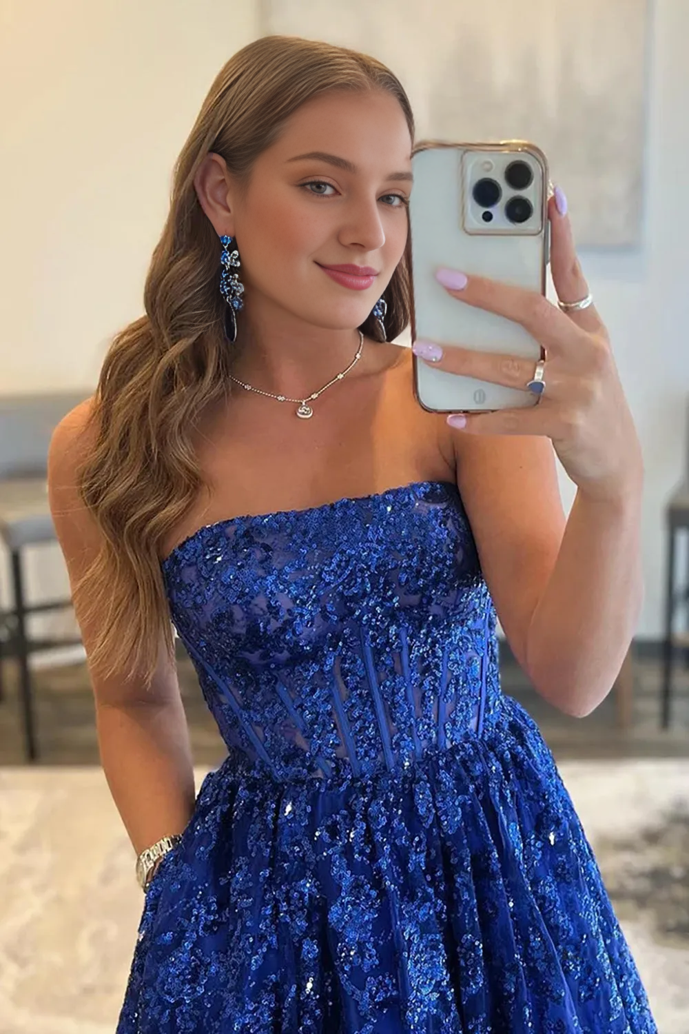 Off-the-Shoulder A Line Strapless Sleeveless Long Prom Dress