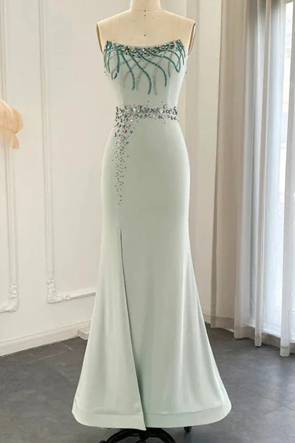 Off-the-Shoulder Evening Dress Wedding Party Elegant Mermaid Formal Prom Dresses With Slit