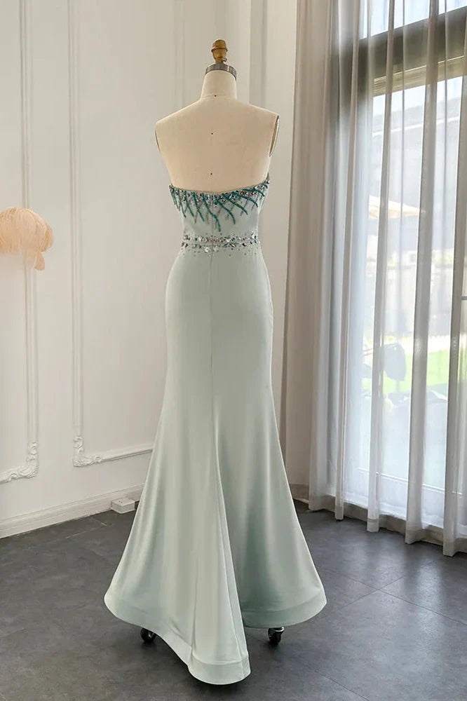 Off-the-Shoulder Evening Dress Wedding Party Elegant Mermaid Formal Prom Dresses With Slit