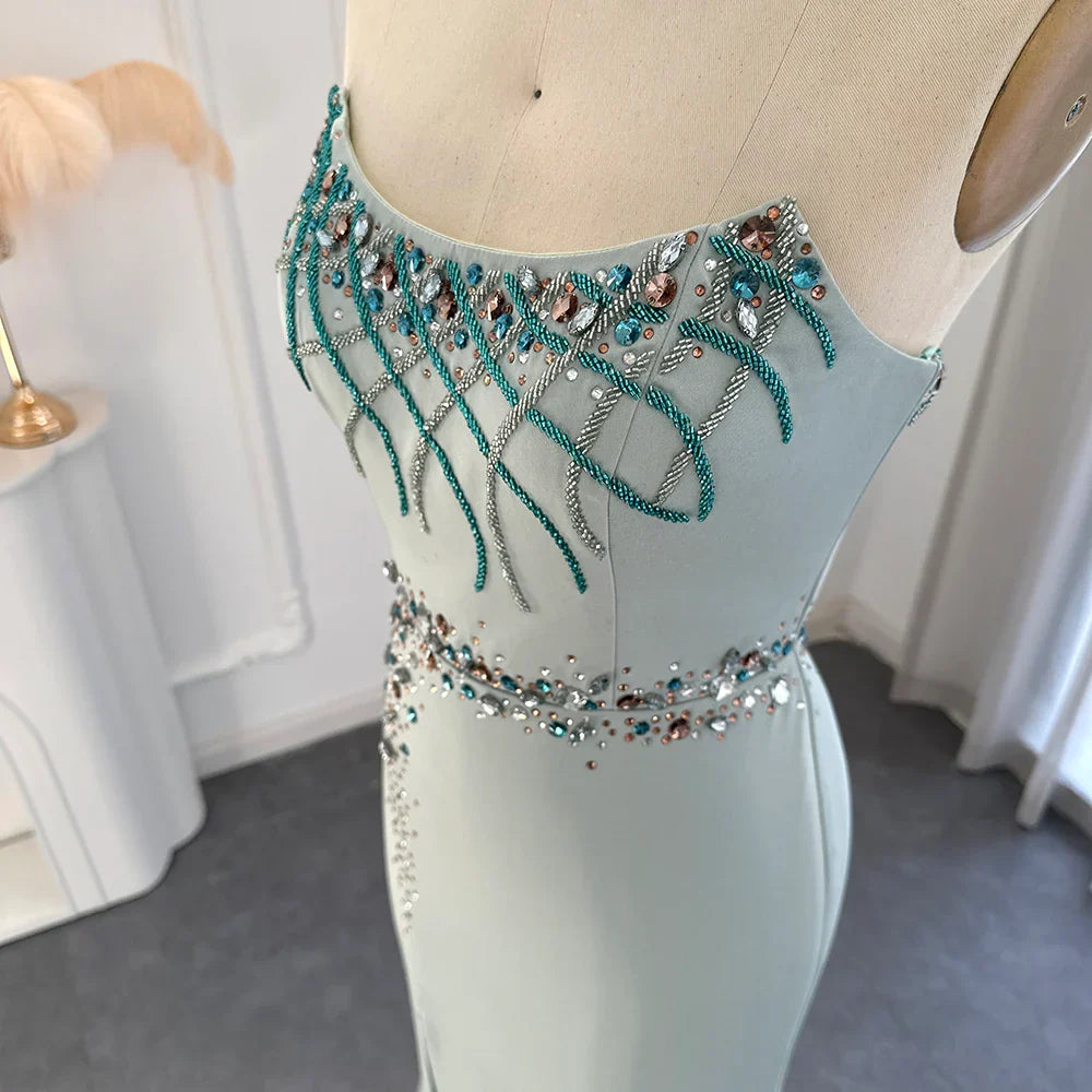 Off-the-Shoulder Evening Dress Wedding Party Elegant Mermaid Formal Prom Dresses With Slit