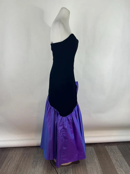 Off-the-Shoulder Floor Length Sleeveless Tiered Ruffled Strapless Large Bow Prom Dress