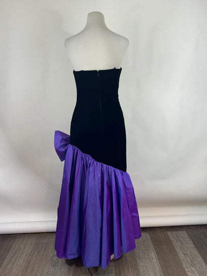 Off-the-Shoulder Floor Length Sleeveless Tiered Ruffled Strapless Large Bow Prom Dress