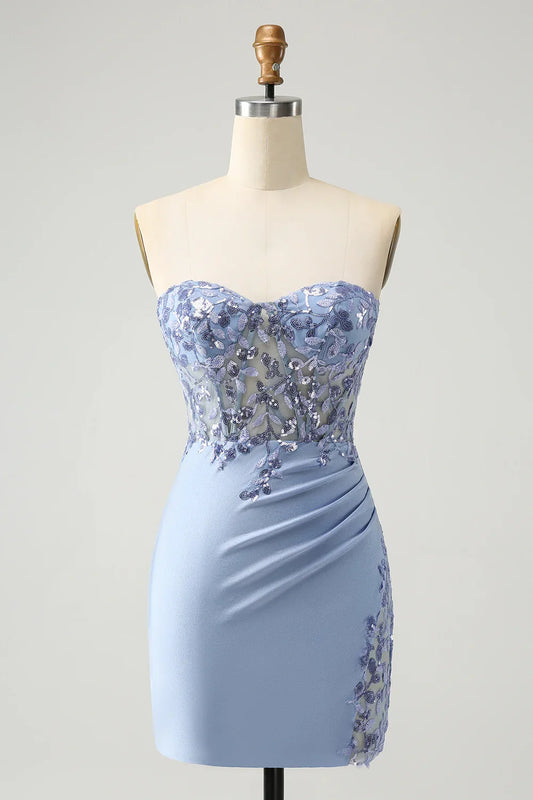 Off-the-Shoulder Stylish Bodycon Sweetheart Corset Short Homecoming Dress with Sequins