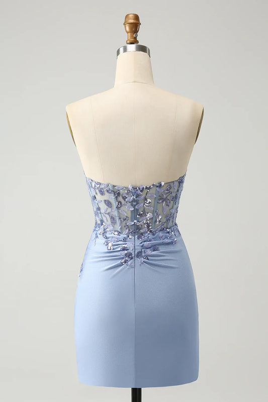 Off-the-Shoulder Stylish Bodycon Sweetheart Corset Short Homecoming Dress with Sequins