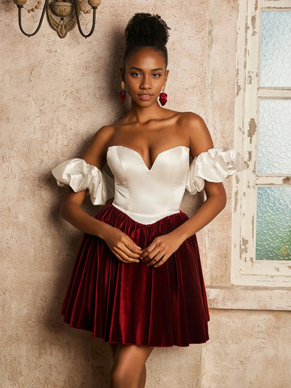 Off-the-Shoulder Sweetheart Short Homecoming Dress with Detachable Sleeves