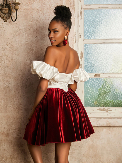 Off-the-Shoulder Sweetheart Short Homecoming Dress with Detachable Sleeves