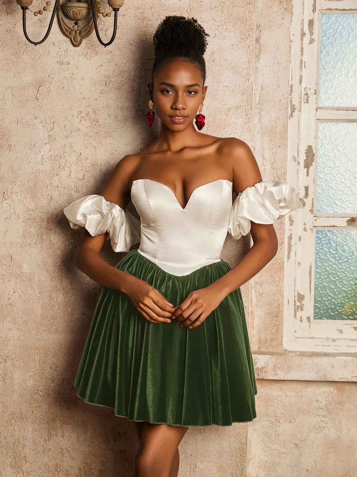 Off-the-Shoulder Sweetheart Short Homecoming Dress with Detachable Sleeves