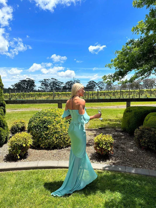 Dress Prom Dress Stores Blue Off Shoulder 2 Pieces Party Dress Wedding Guest Dress Formal Dresses