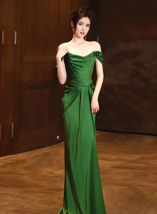Dress Prom Dress Stores Green Off Shoulder Satin Long Prom Dress Evening Party Dress Formal Dresses