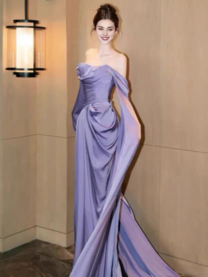 Formal Women's Dresses Off The Shoulder Purple A Line Long Prom Dress Birthday Party Dress Prom Dresses Stores