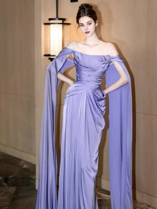 Formal Women's Dresses Off The Shoulder Purple A Line Long Prom Dress Birthday Party Dress Prom Dresses Stores