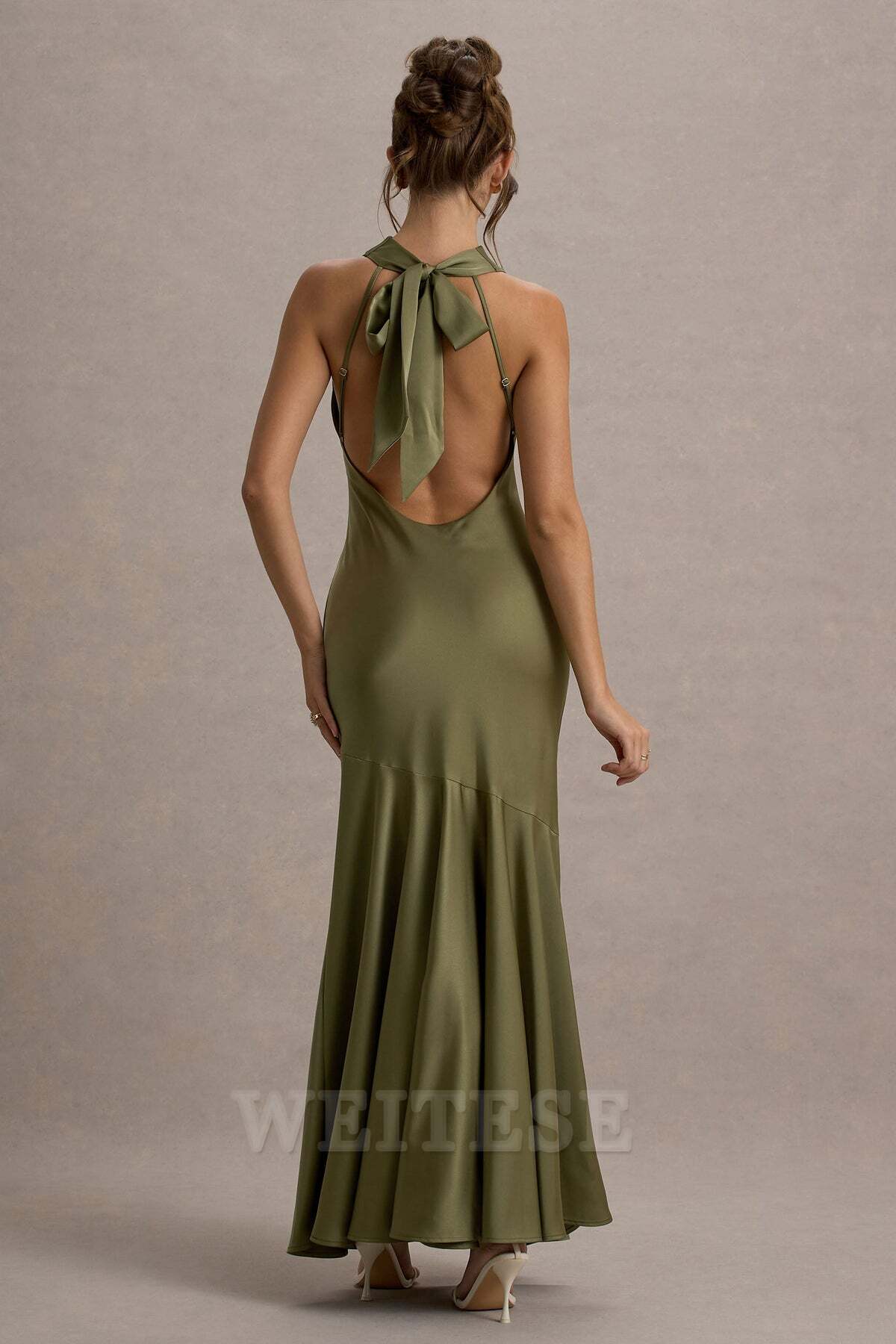 Dress Lemon Satin Cowl-Neck Maxi Dress Bridesmaid Dress Low Backless Floor Length Sheath Prom Dress